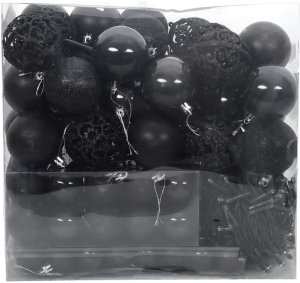 vidaXL Zestaw Bombek Choinkowych 120 pcs Czarny Z tworzywa sztucznego 3