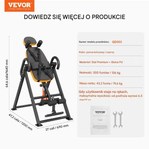 Pomarańczowa Ławka do Ćwiczeń Inwersyjnych i Siłowych Składana 2