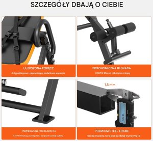 Pomarańczowa Ławka do Ćwiczeń Inwersyjnych i Siłowych Składana 6