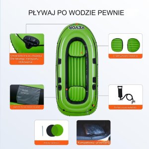 Ponton wędkarski dmuchany do pływania z wiosłami pompka 2 osobowy 11