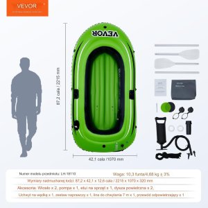 Ponton wędkarski dmuchany do pływania z wiosłami pompka 2 osobowy 12