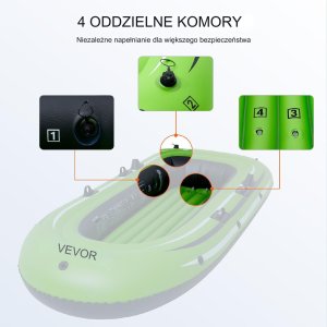Ponton wędkarski dmuchany do pływania z wiosłami pompka 2 osobowy 9
