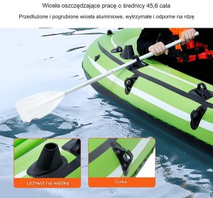 Ponton wędkarski dmuchany do pływania z wiosłami pompka 2 osobowy 10