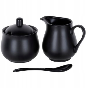 Cukierniczka i mlecznik porcelanowe czarne 3el. 3