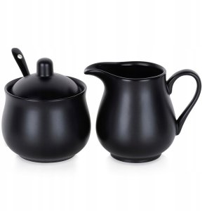Cukierniczka i mlecznik porcelanowe czarne 3el. 7