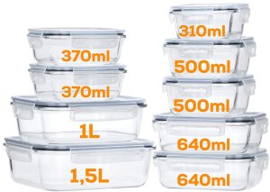 Pojemniki na żywność szklane z pokrywką i uszczelką 9 szt. 4