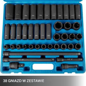 Zestaw narzędzi Vevor Zestaw Nasadek Udarowych Walizka 1/2'' 9-30 mm 43 Elementy 11