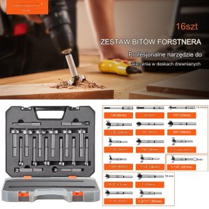 Zestaw Wierteł Forstner 16-Częściowy Zestaw Wierteł do Obróbki Drewna 13