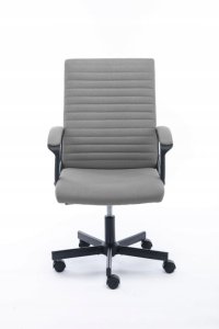 Fotel biurowy obrotowy tapicerowany tkaniną szary regulowany na kółkach 2