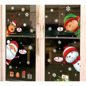 ECARLA Naklejki na szybę świąteczne kolorowe 1 arkusz 20x30cm Bałwanek NKD20 2