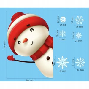 ECARLA Naklejki na szybę świąteczne kolorowe 1 arkusz 20x30cm Bałwanek NKD20 4