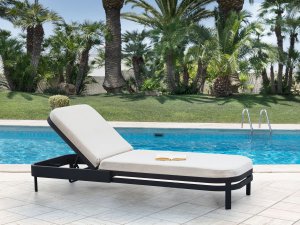 Leżak ogrodowy z poduszką NETTUNO Metal Jasnobeżowy 2