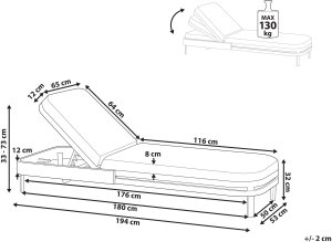 Leżak ogrodowy z poduszką NETTUNO Metal Jasnobeżowy 3