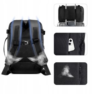 Plecak Tech-Protect Defender S50 Ryanair & Wizzair Travel Laptop Cabin Backpack 20L 40x20x25 Black 7