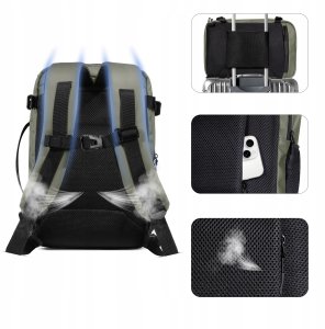 Plecak Tech-Protect Defender S50 Ryanair & Wizzair Travel Laptop Cabin Backpack 20L 40x20x25 Olive Green 7