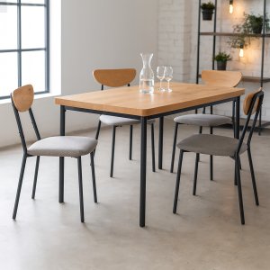 kontrast Zestaw mebli do kuchni VERO stół 110x70 dąb + 4 krzesła szare 4 os. 12
