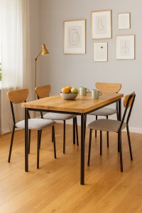 kontrast Zestaw mebli do kuchni VERO stół 110x70 dąb + 4 krzesła szare 4 os. 14