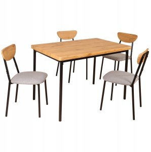 kontrast Zestaw mebli do kuchni VERO stół 110x70 dąb + 4 krzesła szare 4 os. 2