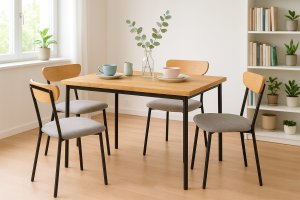 kontrast Zestaw mebli do kuchni VERO stół 110x70 dąb + 4 krzesła szare 4 os. 10