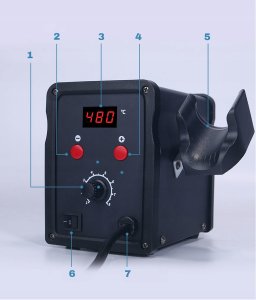 Stacja Lutownicza Hot Air Na Gorące Powietrze Lutownica 750W 100-480C 4