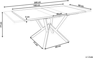 Stół do jadalni rozkładany ANSELL Jasnobrązowy 160/200 cm 90 cm 3