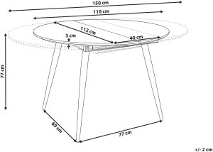 Stół do jadalni rozkładany SENIAC Brązowy 110/150 cm 112 cm 3