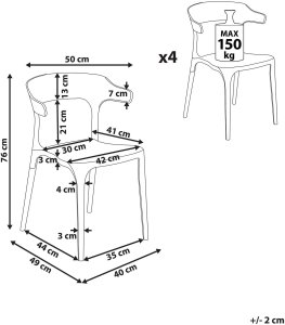 Zestaw 4 krzeseł ogrodowych GUBBIO Różowy 3