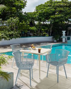 Zestaw 4 krzeseł ogrodowych PESARO Błękitny 2