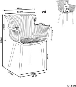 Zestaw 4 krzeseł ogrodowych PESARO Błękitny 3
