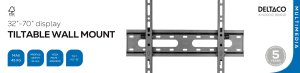 Sieninis laiklis DELTACO, pakreipiamas, 32-70 ", 45 kg, juodas / ARM-1101-B / 1903399 5
