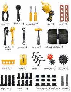 Zestaw narzÄdzi szaro-Å¼Ã³Åty stolik/wÃ³zek 10