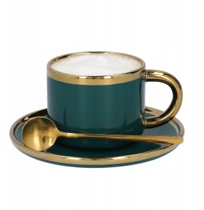 Filiżanka ze spodkiem i łyżeczką HOMLA SINNES 200 ml - Szmaragdowa 5