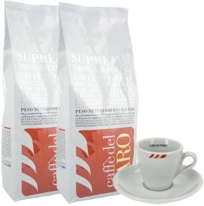 ZESTAW - Kawa ziarnista Caffe del Faro Suprema 100% Arabica 2x1kg + filiżanka do espresso 3