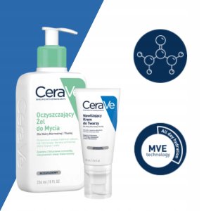CERAVE_SET Oczyszczający żel do mycia 236ml + Nawilżający krem do twarzy 52ml 5
