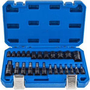 Klucze nasadowe TORX i E-TORX 1/4" 3/8" 1/2" zestaw 25 el. Falon-Tech 11