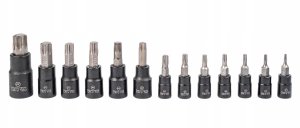 Klucze nasadowe TORX i E-TORX 1/4" 3/8" 1/2" zestaw 25 el. Falon-Tech 15