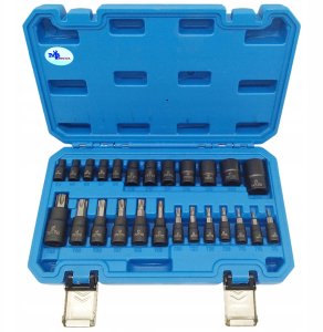 Klucze nasadowe TORX i E-TORX 1/4" 3/8" 1/2" zestaw 25 el. Falon-Tech 21