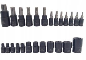 Klucze nasadowe TORX i E-TORX 1/4" 3/8" 1/2" zestaw 25 el. Falon-Tech 22