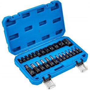 Klucze nasadowe TORX i E-TORX 1/4" 3/8" 1/2" zestaw 25 el. Falon-Tech 3