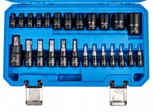 Klucze nasadowe TORX i E-TORX 1/4" 3/8" 1/2" zestaw 25 el. Falon-Tech 4