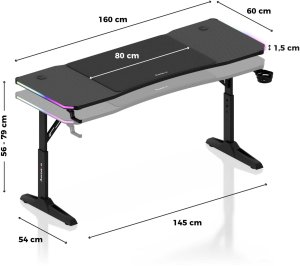 Biurko Huzaro Hero 4.6 RGB Black Czarne 160 cmx60 cm 13