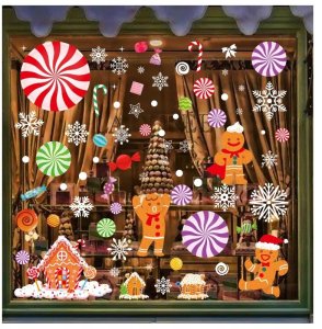 ECARLA Naklejki świąteczne na okno Boże Narodzenie 6 Arkuszy 20cm x 30cm NKD14 2