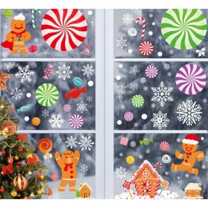 ECARLA Naklejki świąteczne na okno Boże Narodzenie 6 Arkuszy 20cm x 30cm NKD14 3