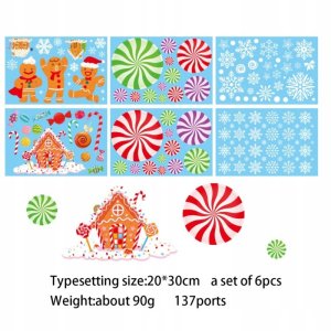 ECARLA Naklejki świąteczne na okno Boże Narodzenie 6 Arkuszy 20cm x 30cm NKD14 4