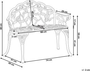 Ławka ogrodowa PIURA 88 cm Metal Biały 3