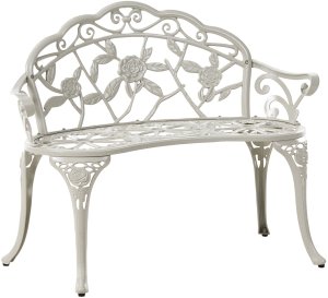 Ławka ogrodowa PIURA 88 cm Metal Biały 4