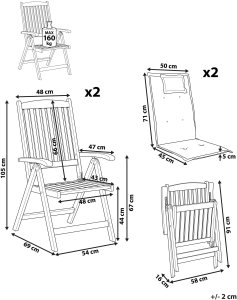 Zestaw 2 krzeseł ogrodowych z poduszkami JAVA PREMIUM Drewno akacjowe Jasnoszary 3