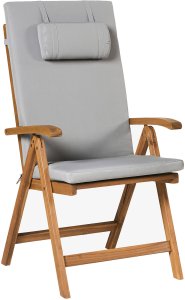 Zestaw 2 krzeseł ogrodowych z poduszkami JAVA PREMIUM Drewno akacjowe Jasnoszary 4