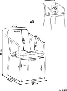 Zestaw 8 krzeseł ogrodowych z poduszkami ASCIANO Metal Biały 3