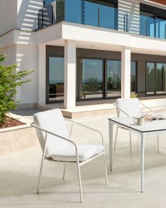 Zestaw 8 krzeseł ogrodowych z poduszkami ASCIANO Metal Biały 4